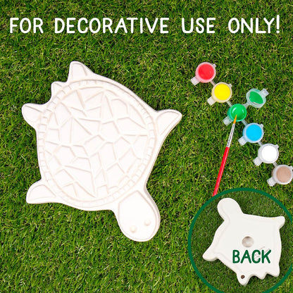 92849 Paint Your Own Turtle Stepping Stone by Horizon Group Usa, 6 Paint Pots and Brush Included, Assorted