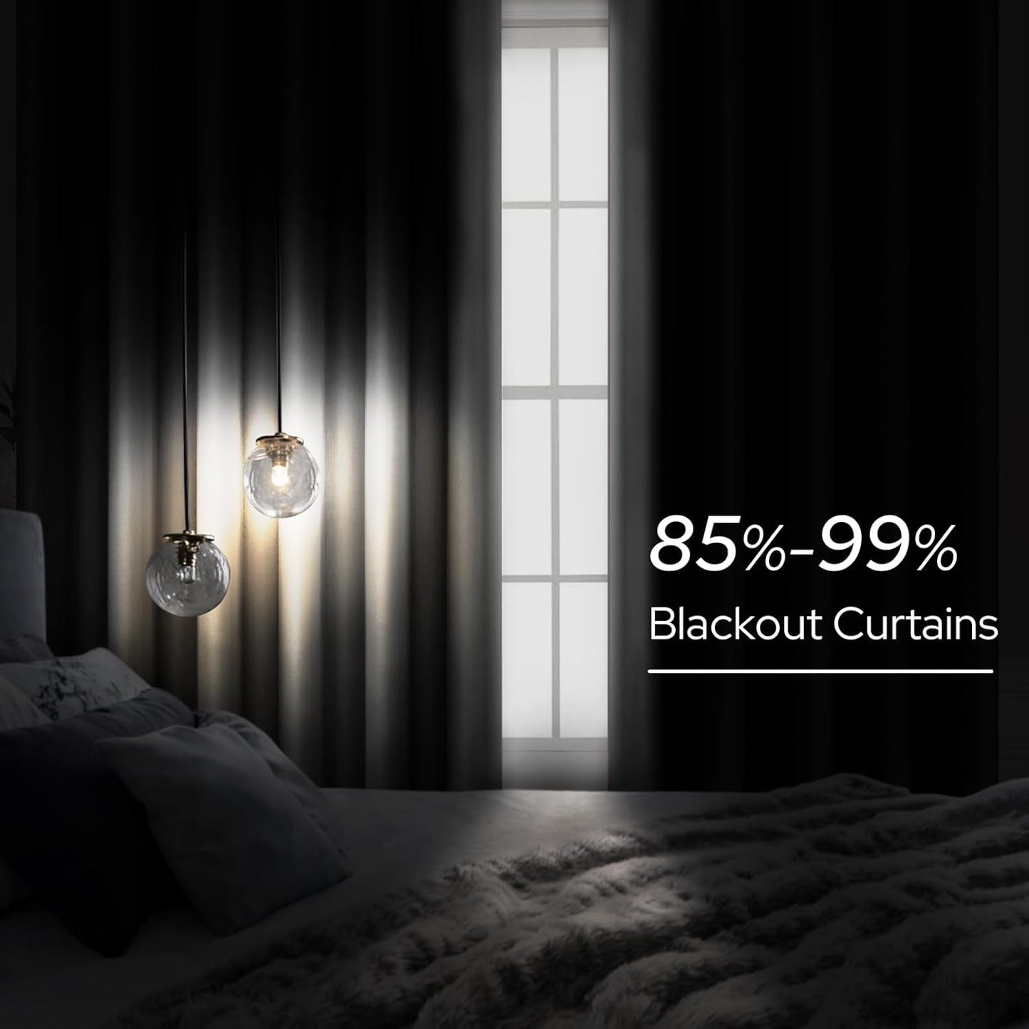 2 Panels Silver Grey Faux Silk Curtains Gray Blackout Curtains for Bedroom 52 X 96 Inch Room Darkening Satin Drapes/Curtains, Thermal Insulated Blackout Window Curtains for Living Room