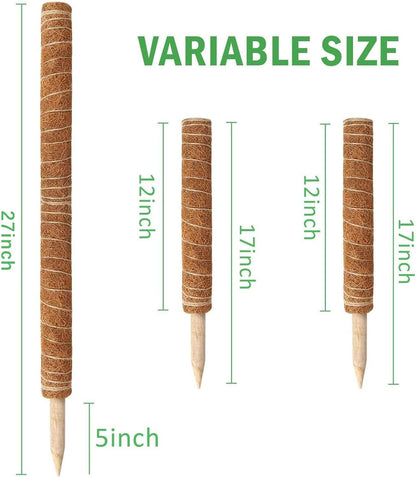 Moss Pole,  27 Inch Moss Poles - 2Pcs 17 Inch Plant Stakes Moss Sticks for Monstera Indoor Creepers Plant Support Extension Climbing Plants
