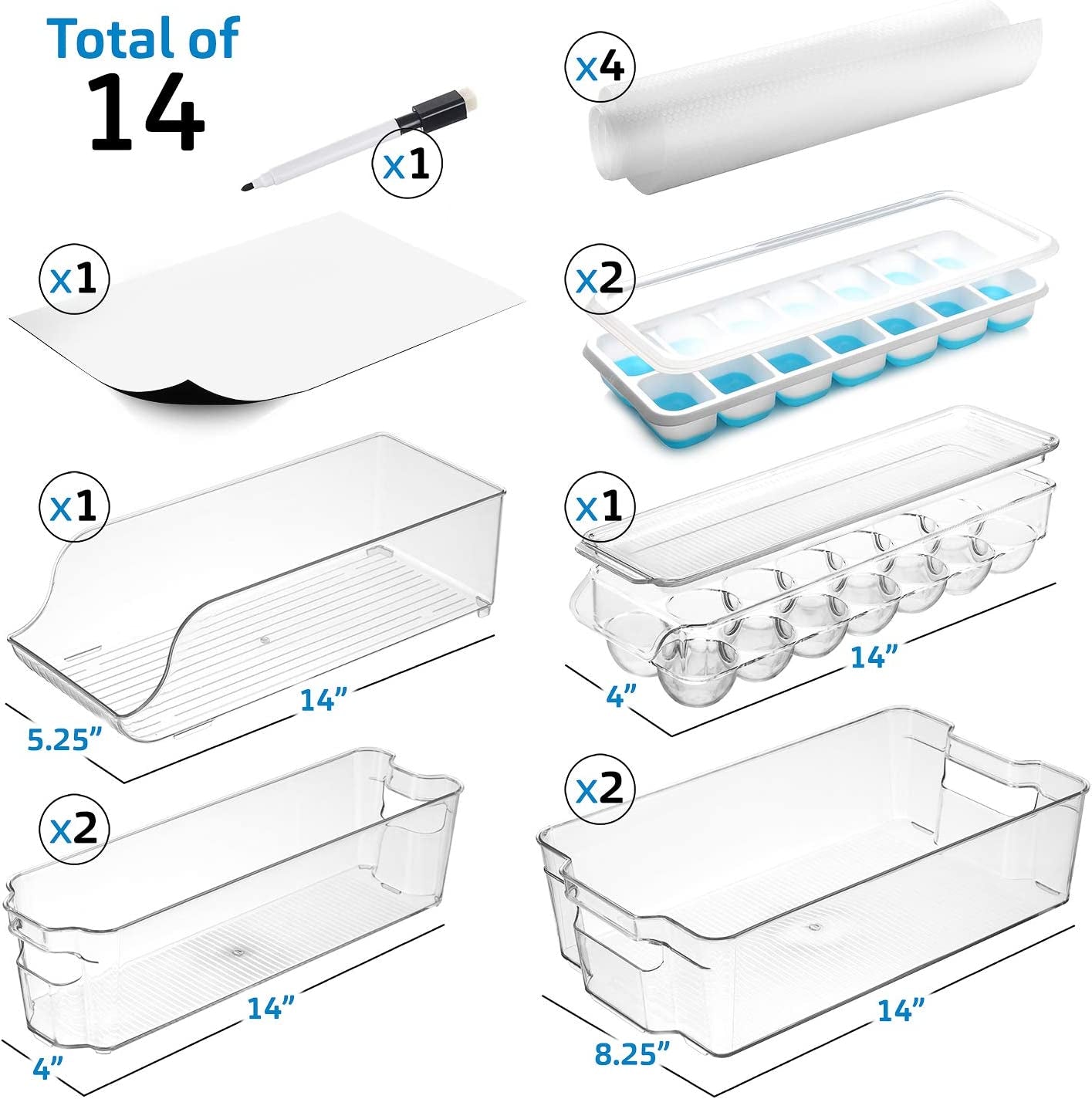Fridge Organizer - 8 Pieces Refrigerator Organizer Bins - Pantry Organization and Storage for Fridge & Refrigerator- BPA Free Freezer Organizer Bins