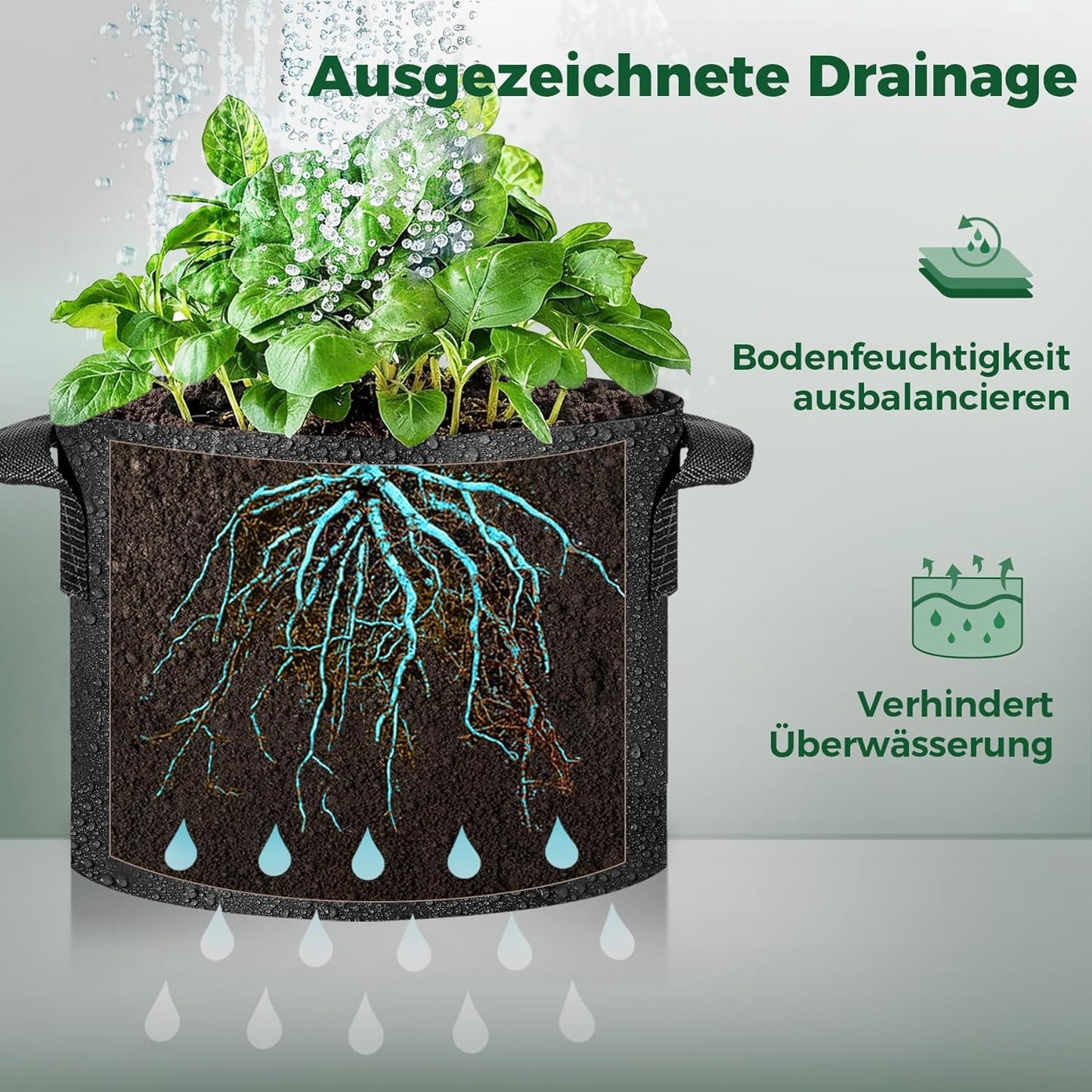 Fabric Plant Grow Bags with Handles 10 Gallon Pack of 5, Heavy Duty Nonwoven Smart Garden Pot Thickened Aeration Nursery Container Black for Outdoor Potato, Tomato, Chili, Carrot and Vegetables