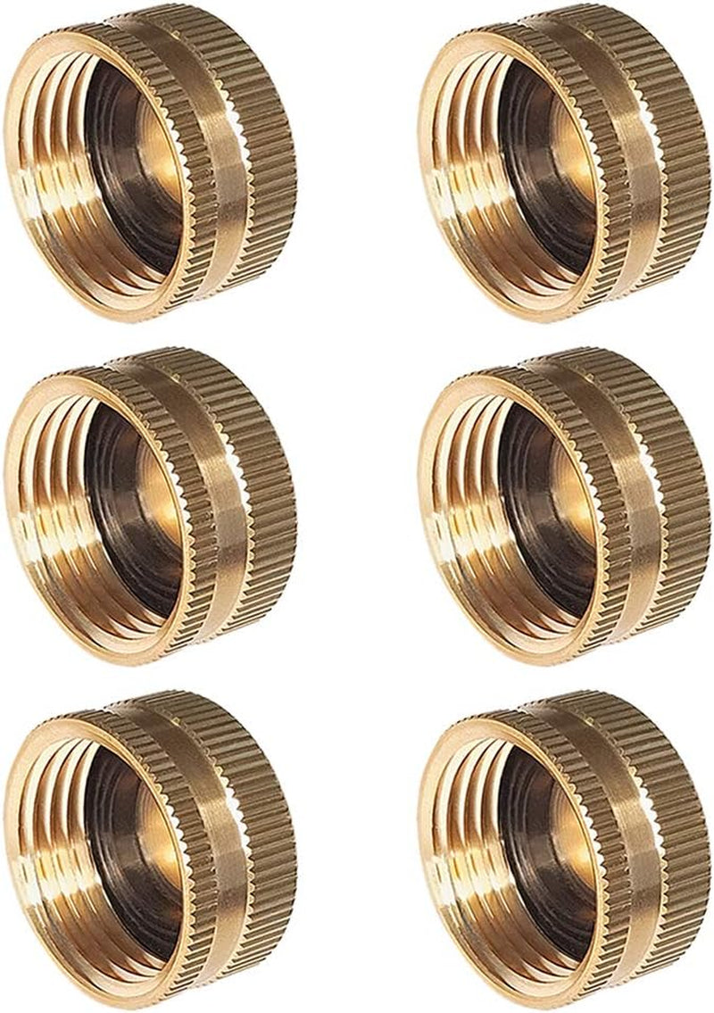 Garden Hose Cap with Washer Brass Hose End Garden Hose Connector Brass Cap 3/4" NH 6Pcs Garden Hose Female Fitting Cap
