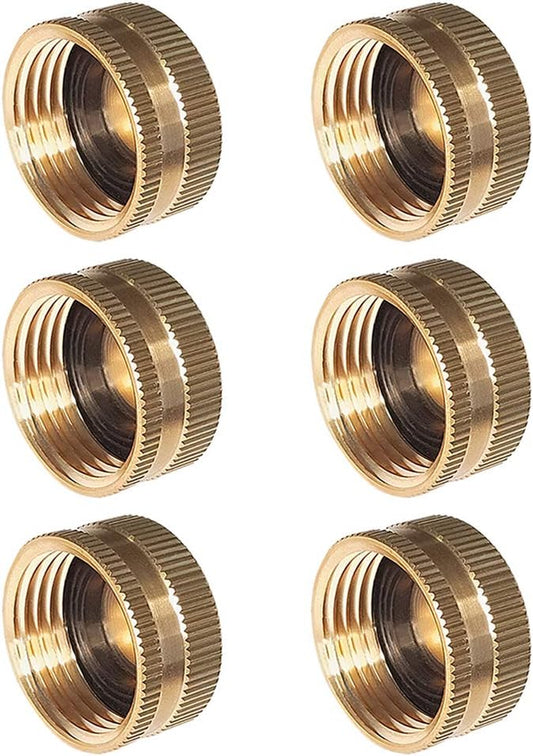 Garden Hose Cap with Washer Brass Hose End Garden Hose Connector Brass Cap 3/4" NH 6Pcs Garden Hose Female Fitting Cap