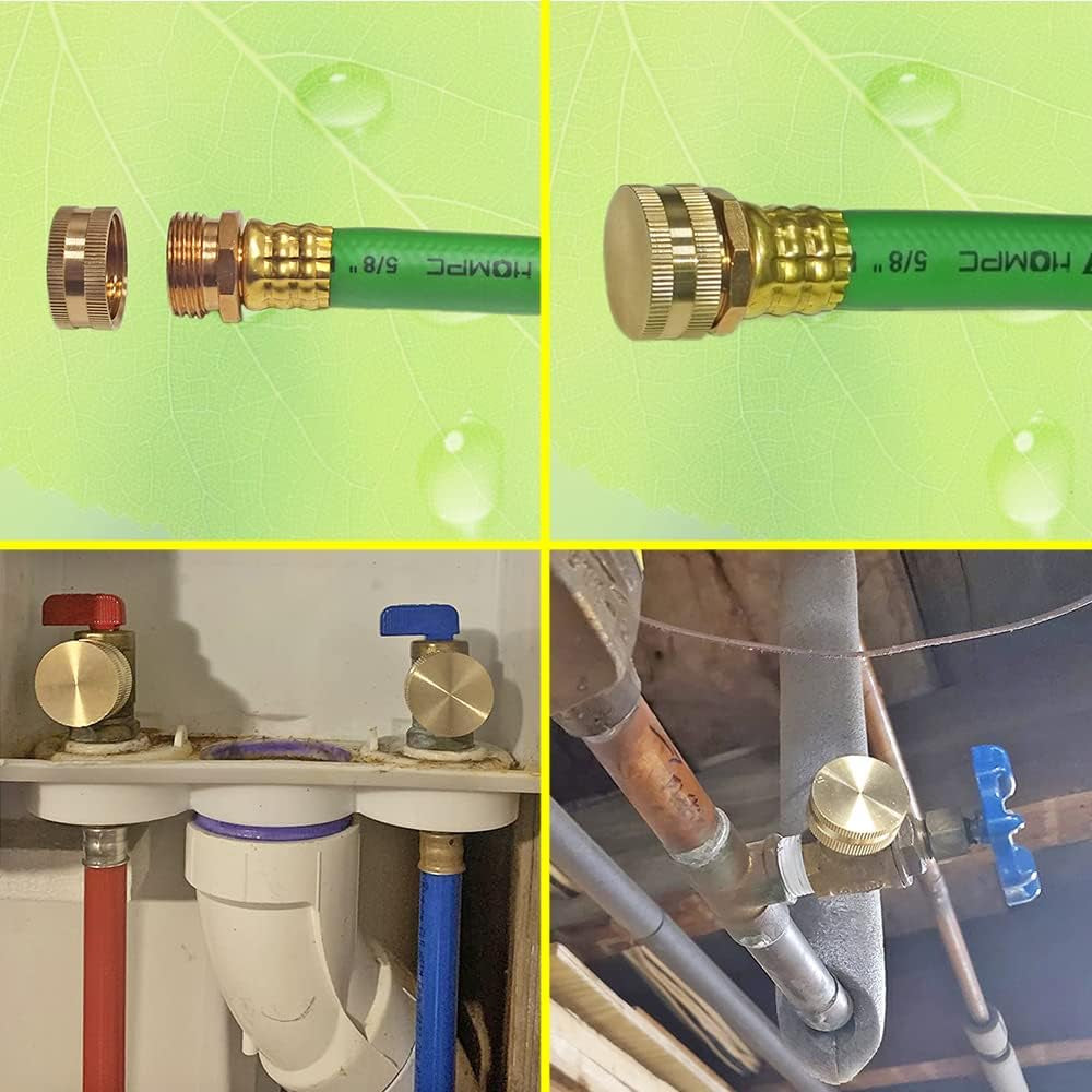 Garden Hose Cap with Washer Brass Hose End Garden Hose Connector Brass Cap 3/4" NH 6Pcs Garden Hose Female Fitting Cap