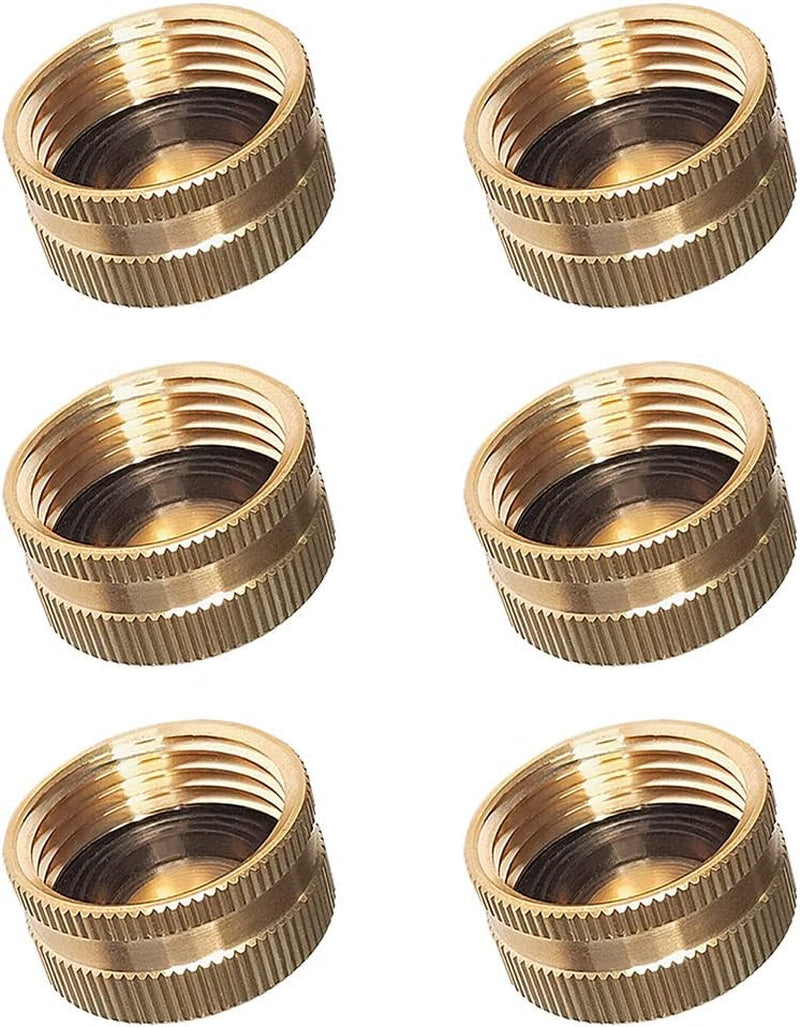 Garden Hose Cap with Washer Brass Hose End Garden Hose Connector Brass Cap 3/4" NH 6Pcs Garden Hose Female Fitting Cap