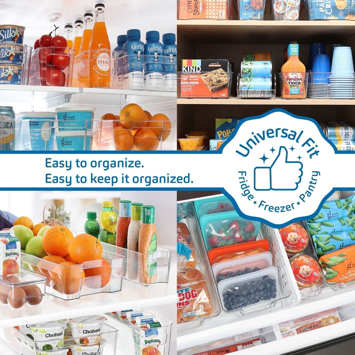 Fridge Organizer - 8 Pieces Refrigerator Organizer Bins - Pantry Organization and Storage for Fridge & Refrigerator- BPA Free Freezer Organizer Bins